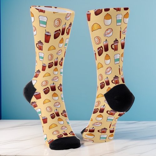 Classic Delicious Coffee And Pastries Socks
