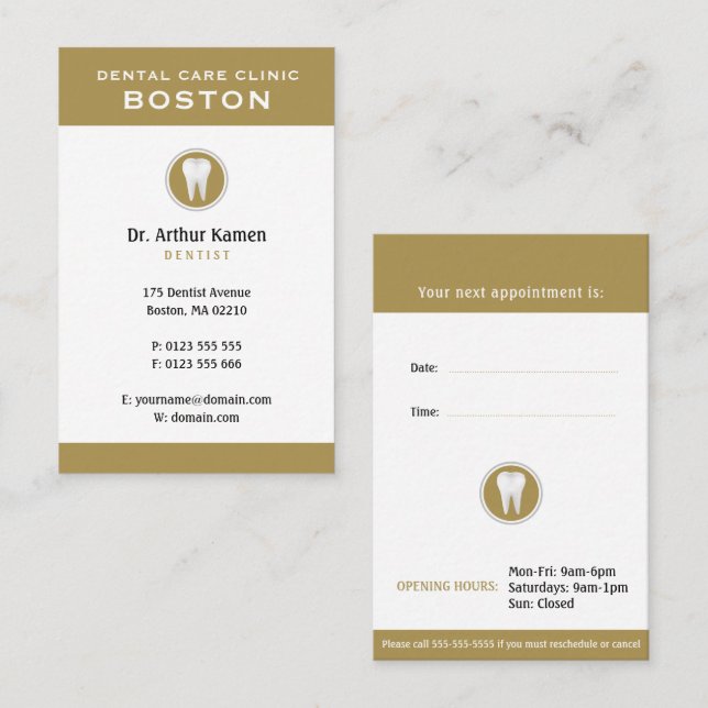 Classic Dentist | Dental Golden Business Card (Front/Back)