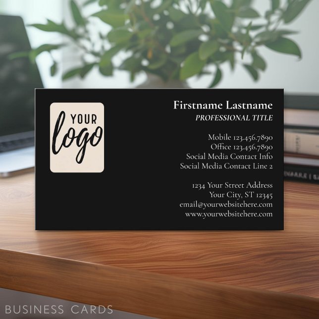 Classic Design with Logo and Contact Info - Black Business Card (Classic Business Card Design with Your Logo and contact information - low minimum)