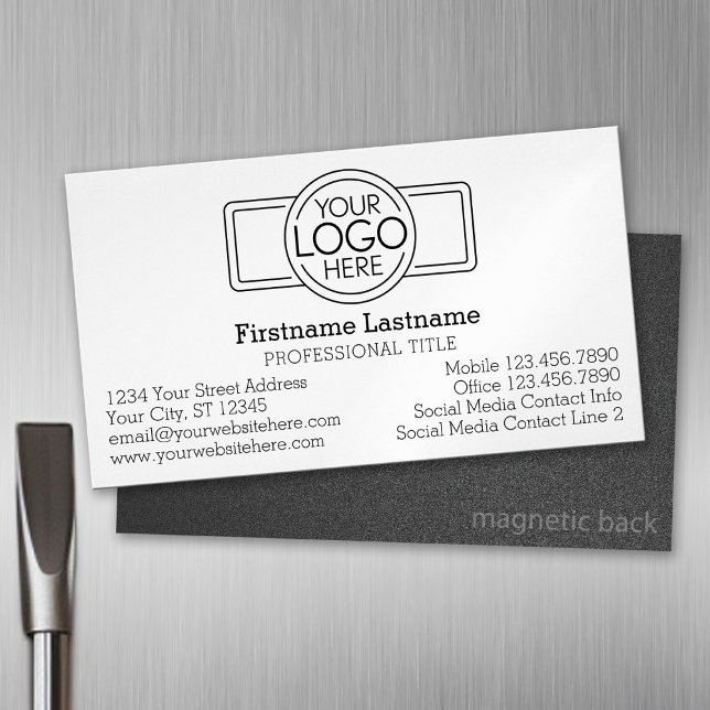 Classic Design with Logo and Contact Info Business Card Magnet (Custom Business Card Magnet)