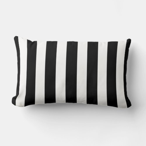 Classic Designer Stripes in Black and White Lumbar Pillow