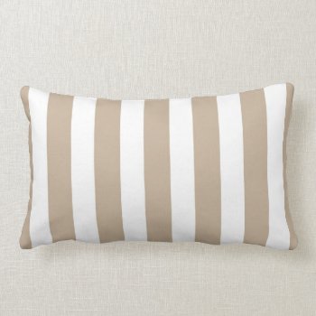Classic Designer Stripes In Tan And White Lumbar Pillow by AnyTownArt at Zazzle