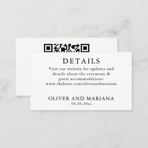 Classic Details QR Code Wedding Enclosure Card