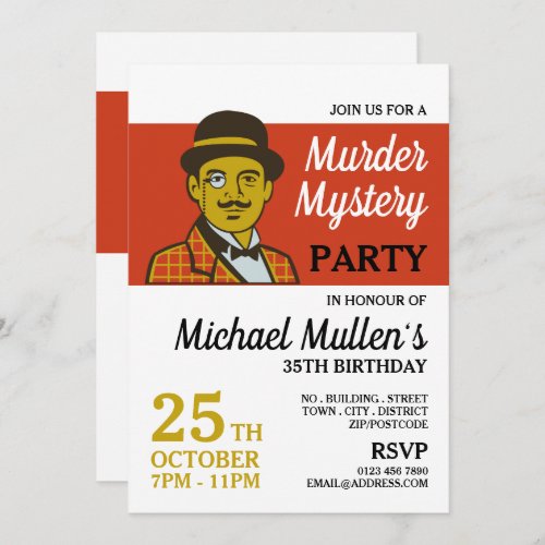 Classic Detective Murder Mystery Birthday Party Invitation