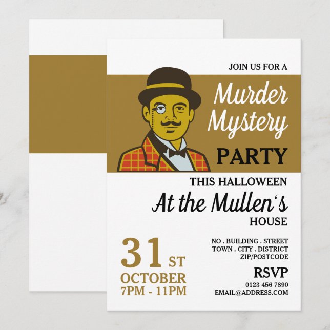 Classic Detective, Murder Mystery Halloween Party Invitation (Front/Back)