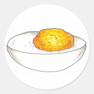 Classic Deviled Egg Picnic Food Foodie Eggs Yellow Round Sticker