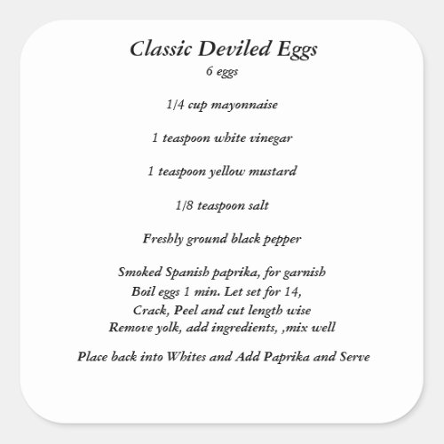 Classic Deviled Eggs Recipe Stickers