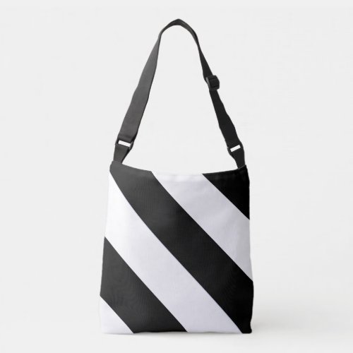 Classic Diagonal Black and White Broad Stripe on a Crossbody Bag