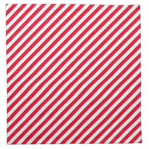 Classic Diagonal Stripes Red and White Cloth Napkin