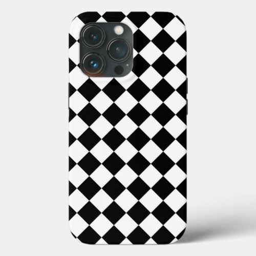 Classic Diamond Black and White Checkers iPhone 13 Pro Case
