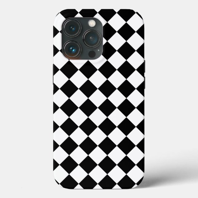 Classic Diamond Black and White Checkers Case-Mate iPhone Case (Back)