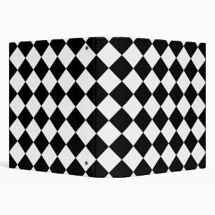 Classic Diamond Black and White Checkers Decor 3 Ring Binder