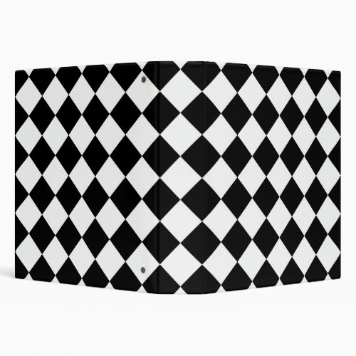 Classic Diamond Black and White Checkers Decor 3 Ring Binder