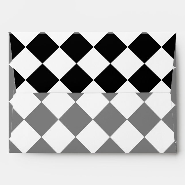 Classic Diamond Black and White Checkers Decor Envelope (Back (Top Flap))