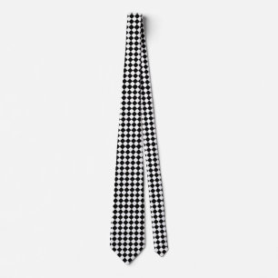 Classic Diamond Black and White Checkers Neck Tie