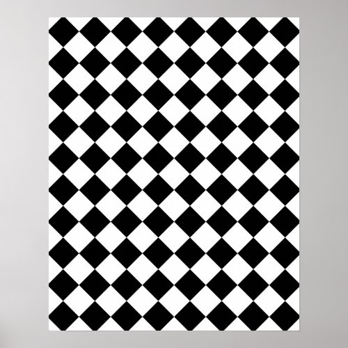 Classic Diamond Black and White Checkers Poster