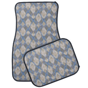 Classic diamond shaped grey beige car floor mat