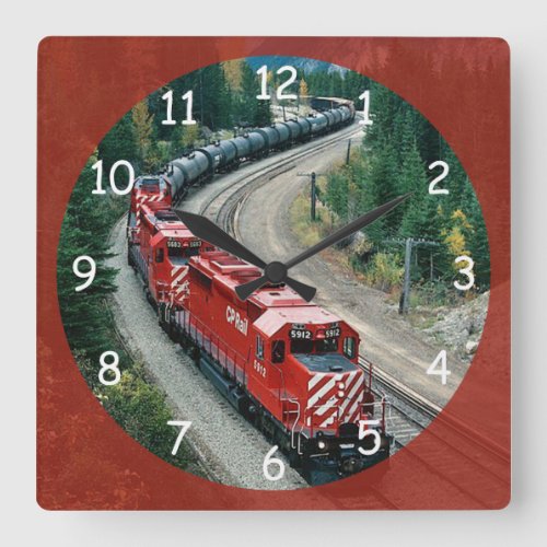 Classic Diesel Engine Train Square Wall Clock