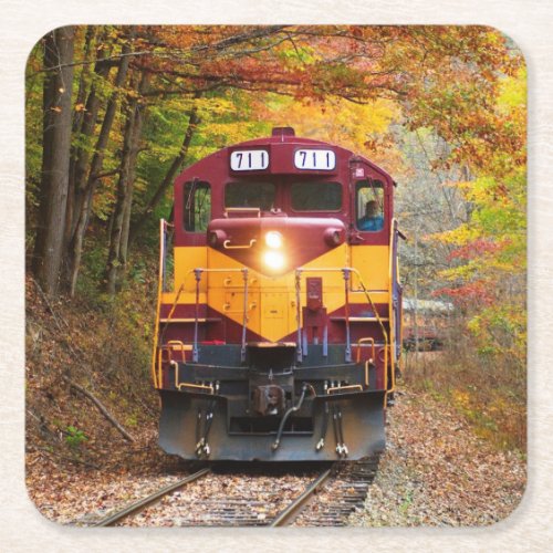Classic Diesel Train Engine Square Paper Coaster