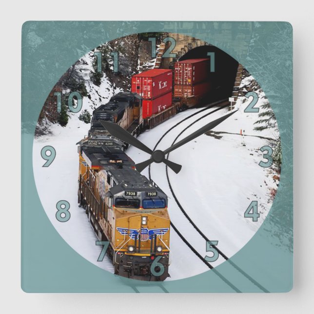 Classic Diesel Train Engine Square Wall Clock (Front)