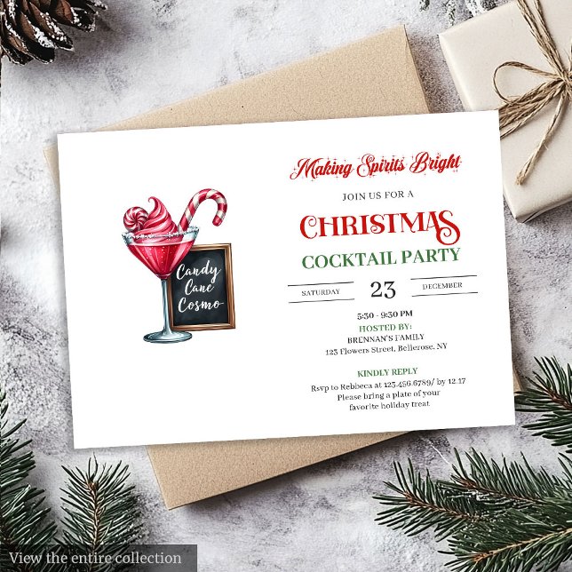 Classic digital Christmas cocktails party invites (Classic digital Christmas cocktails party invitation

)