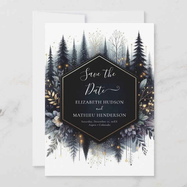 Classic Digital Enchanted Forest Wedding Save The Date (Front)