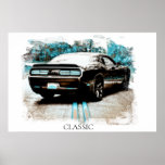*~* Classic Digital NIR Muscle Antique Car Poster<br><div class="desc">Large POSTER PRINT of a CLASSIC MUSCLE CAR in NIR colors and Grunge style Digital Enhanced Paintings - PERSONALIZE TEXT IF DESIRED. - BLACK Old Classic Collectable Car. The background Frame is WHITE. The word CLASSIC can be edited to your liking or Deleted. You get to choose. Energetically Enhanced as...</div>