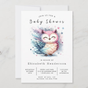 Classic Digital Owl Baby Shower Invitation