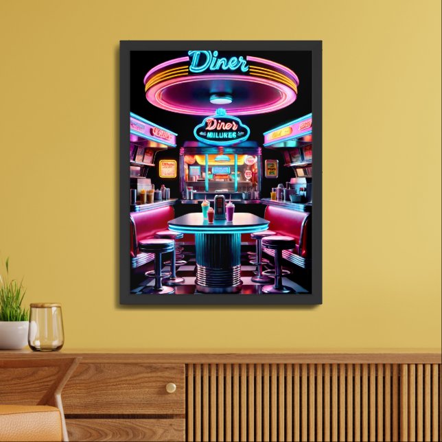 Classic Diner Neon Signs & Jukebox Advertisement (Living Room)