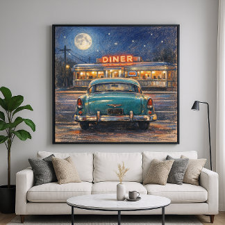 Classic Diner - Pastel Impressionism Paint Style Poster