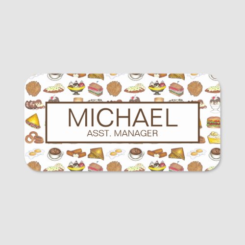 Classic Diner Restaurant Foods Manager Server Name Tag