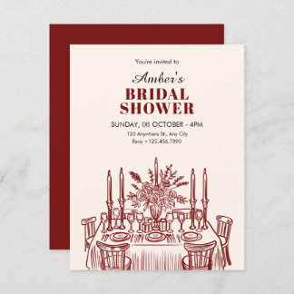 Classic Dining table elegant bridal shower Invitation