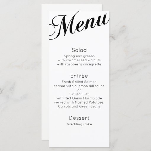 Classic dinner menu. Traditional wedding table Menu | Zazzle