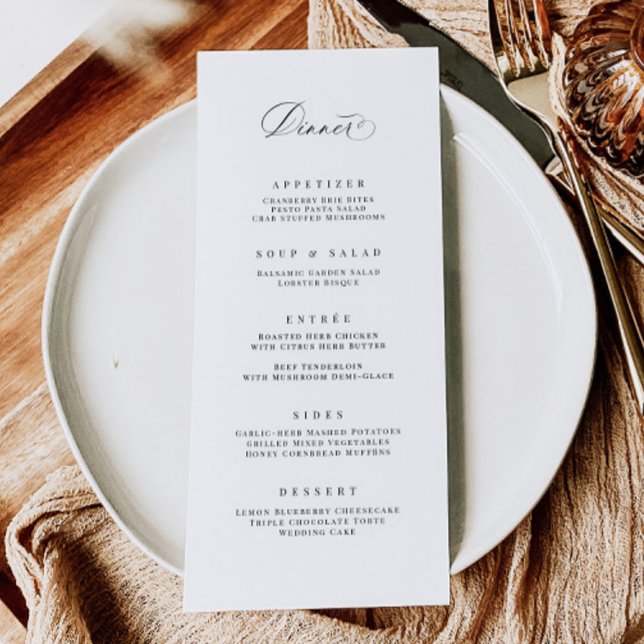 Classic Dinner Menu Wedding Reception Meal Card (Creator Uploaded)