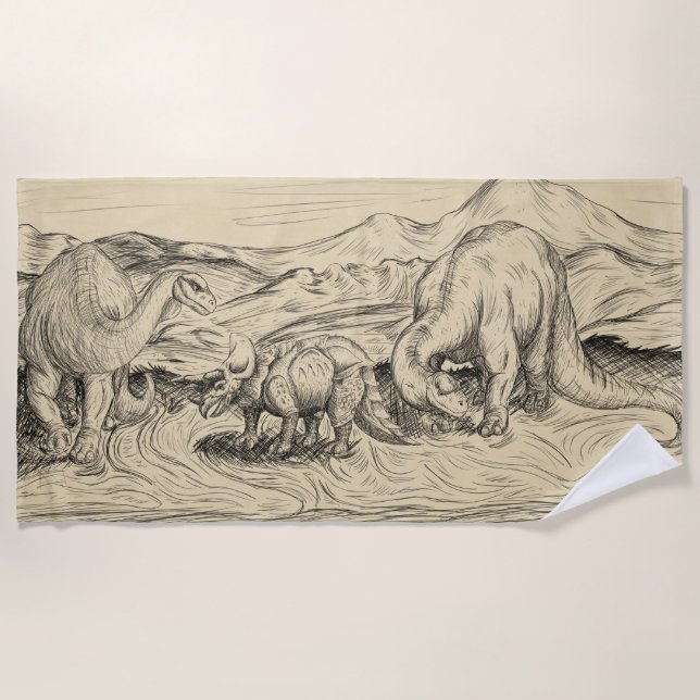 Classic Dinosaurs Beach Towel (Front)