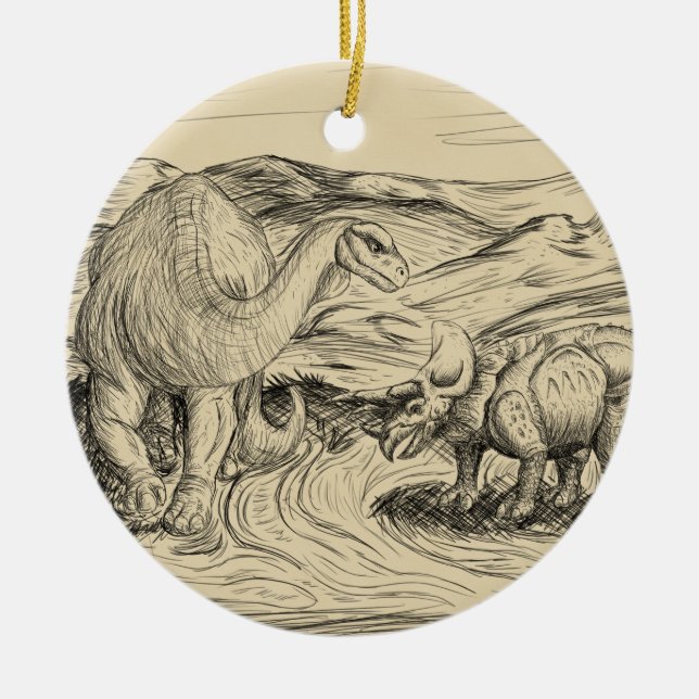 Classic Dinosaurs Ceramic Ornament (Front)
