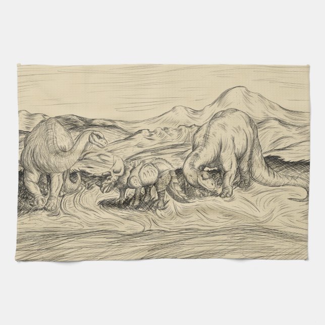 Classic Dinosaurs Kitchen Towel (Horizontal)