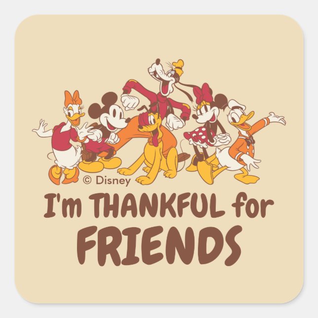 Classic Disney Friends Together Square Sticker (Front)