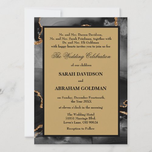 Classic Divorced Parents Gold Wedding Invitations