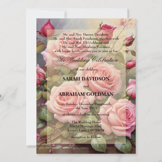 Classic Divorced Parents Wedding Invitations (Front)