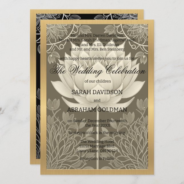 Classic Divorced Parents Wedding Invitations (Front/Back)