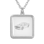 Classic Dodge Challenger Mopar Muscle Car Drawing Silver Plated Necklace at Zazzle