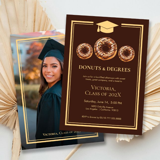 Classic Donuts and Degree Photo Graduation Invitation (Creator Uploaded)