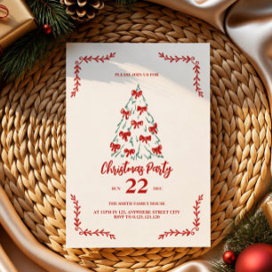 classic doodle christmas tree party invitation
