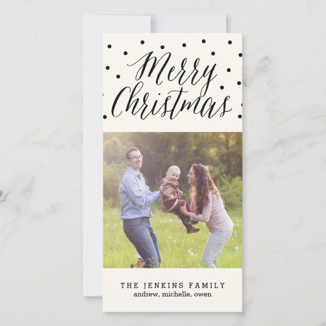 Classic Dots Christmas Holiday Photo Card (Front)