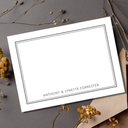 Classic Double Black White Border Couples Note Card