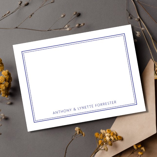 Classic Double Border Admiral Blue Note Card (Creator Uploaded)