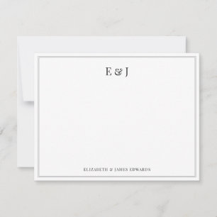 Classic Double Border Elegant Couple Monogram Note Card