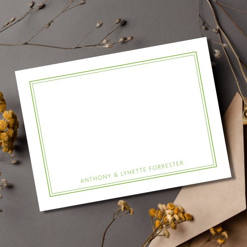 Classic Double Border Pear Green Note Card