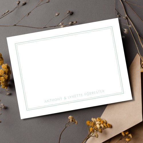 Classic Double Border Pistachio Green Note Card